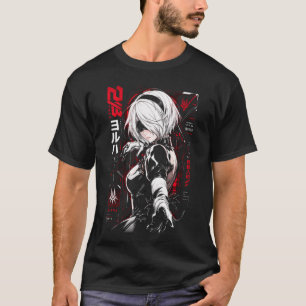 NieR Automata 2B 18 Basis T-shirt met donkere kl