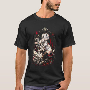 NieR Automata 2B 34 Basis Donkere T-shirt