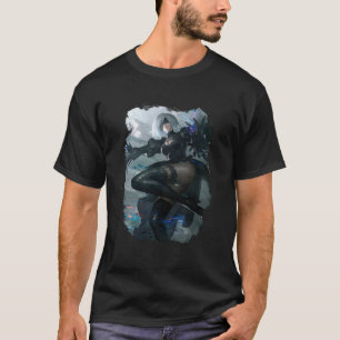 NieR Automata 2B 40 Basis T-shirt met donker the