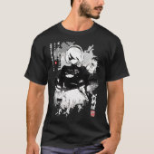 Nier Automata 2B Japan Ink AO DEN Gift Halloween D T-shirt (Voorkant)