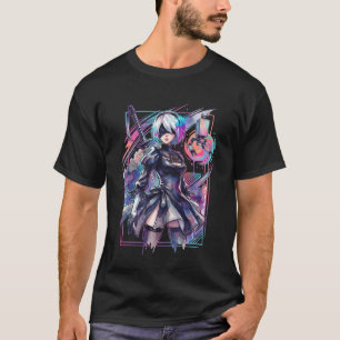 NieR Automata 2B Vaporwave Esthetiek Neon Synthwav T-shirt