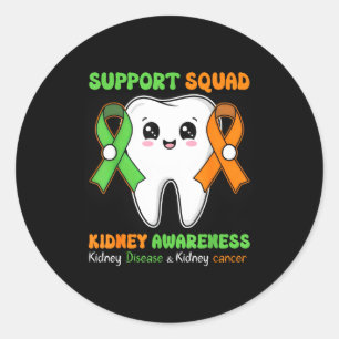 Nierbewustzijn steunteam cute tand lint ronde sticker