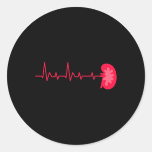 Nierdonor - ECG Heartbeat Kidney Disease Aware Ronde Sticker