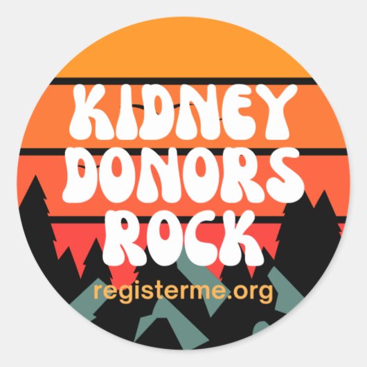 Nierdonoren Rock Donor Bewustzijn Ronde Sticker (Voorkant)