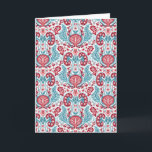 Nieren Damask in rood/Blauwgroen Kaart<br><div class="desc">Schoorstenen en een blaas gecamoufleerd in een bloeiende damp. Geweldige geschenken voor nefroloog,  renale verpleegkundige,  dialyseverpleegkundige,  diëtitist enz.</div>