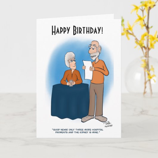 Nieren Kaart Folded Birthday Kaart (Gele Bloem)