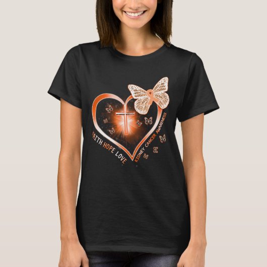 Nierkanker Cross Heart Gift Warrior T-shirt (Voorkant)