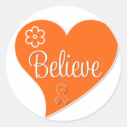 Nierkanker Geloof Oranje hart Ronde Sticker (Voorkant)