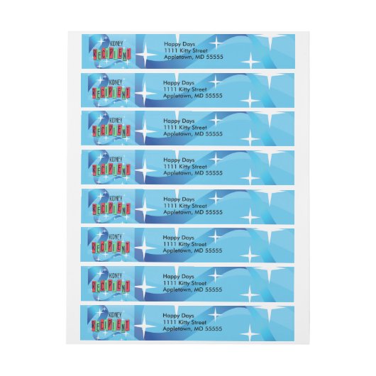 Nierontvanger, groen, rood, blauw adreslabel wikkel (Vel)