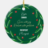 Niertransplantaat donor ontvanger Kerstmis Keramisch Ornament (Achterkant)
