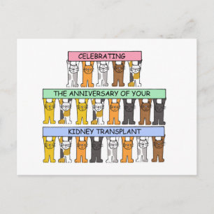 Niertransplantaat Jubileum Cartoon Katten Briefkaart