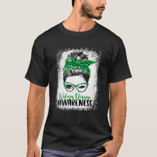 Nierziekte Awareness Bleaching Messine Bun Green T-shirt