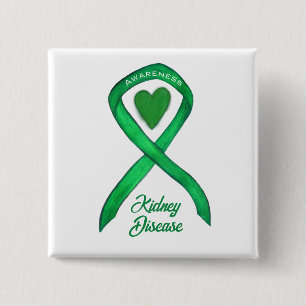 Nierziekte Awareness Lint Hart Art Pin Vierkante Button 5,1 Cm