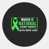 Nierziekte Awareness Maand Ronde Sticker (Voorkant)