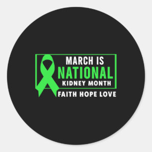 Nierziekte Awareness Maand Ronde Sticker