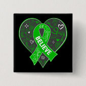 Nierziekte Believe Ribbon Heart Vierkante Button 5,1 Cm (Voorkant)