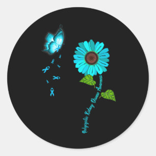 Nierziekte bewustzijn Blauwgroen vlinder zonnebloe Ronde Sticker