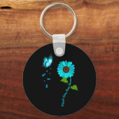 Nierziekte bewustzijn Blauwgroen vlinder zonnebloe Sleutelhanger (Voorkant)