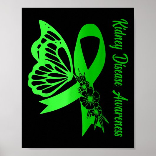 Nierziekte Bewustzijn Green Ribbon Butterfly Su Poster (Voorkant)