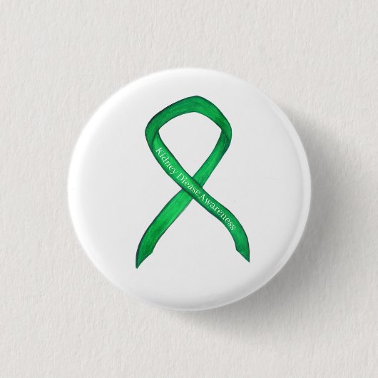 Nierziekte Bewustzijn Groen Lint Art Button (Voorkant)