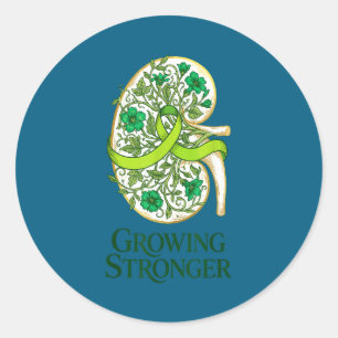 Nierziekte bewustzijn groene lint bloemige nier ronde sticker