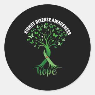 Nierziekte bewustzijn groene lint boom hoop ronde sticker