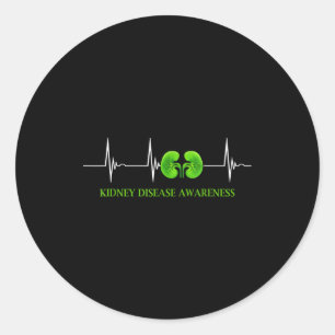Nierziekte bewustzijn hartslag groene krijger ronde sticker