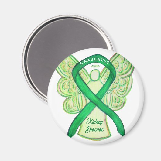 Nierziekte bewustzijn lint engel art magneten (Voorkant / Achterkant)