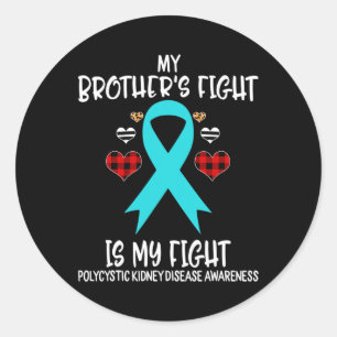 Nierziekte bewustzijn Mijn broer's gevecht is mijn Ronde Sticker