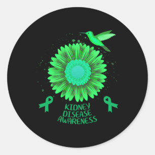 Nierziekte Bewustzijn Zonnebloem Kolibrie Gift Ronde Sticker
