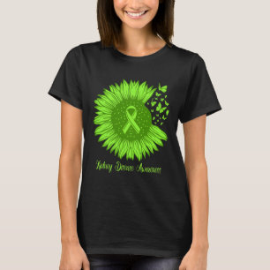 Nierziekte Bewustzijn Zonnebloem Moeder Groene Rib T-shirt