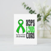 Nierziekte Hope Love Cure Ribbon Briefkaart (Staand voorkant)