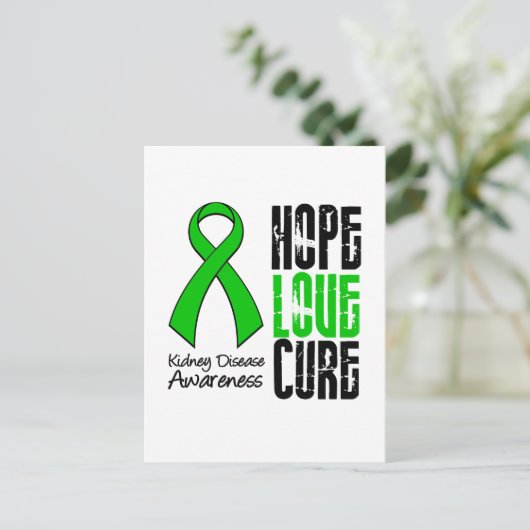 Nierziekte Hope Love Cure Ribbon Briefkaart (Staand voorkant)