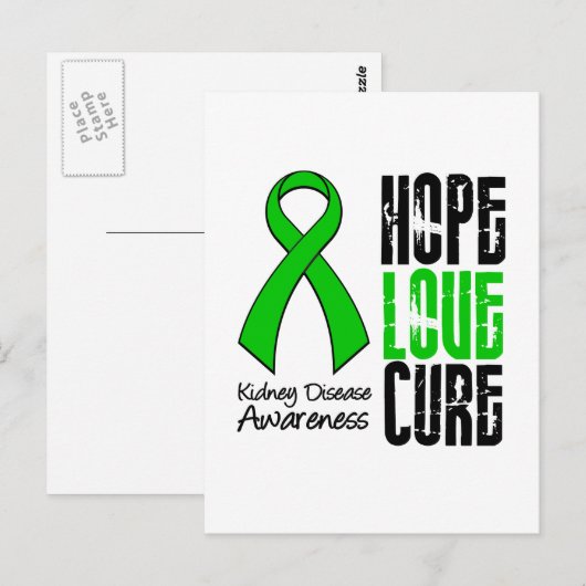 Nierziekte Hope Love Cure Ribbon Briefkaart (Voorkant / Achterkant)