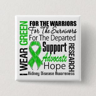 Nierziekte Ik Draag Green Tribution Vierkante Button 5,1 Cm