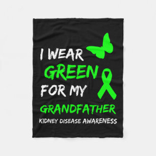 Nierziekte Ik Draag groen voor mijn grootvader rib Fleece Deken