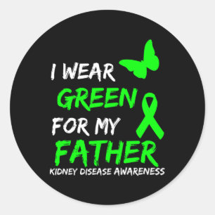 Nierziekte Ik Draag groen voor mijn vader lint 1 Ronde Sticker