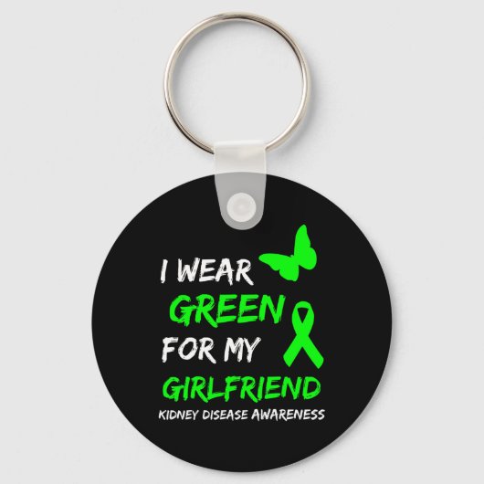 Nierziekte Ik Draag groen voor mijn Vriendin ribb Sleutelhanger (Voorkant)
