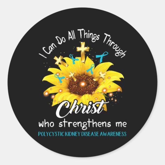 Nierziekte krijger Ik kan alles doen Ronde Sticker (Voorkant)