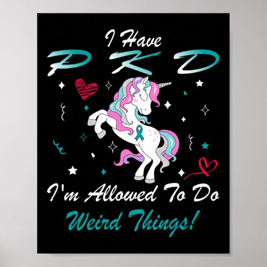 Nierziekte PKD Awareness Unicorn Ondersteuning Poster (Voorkant)