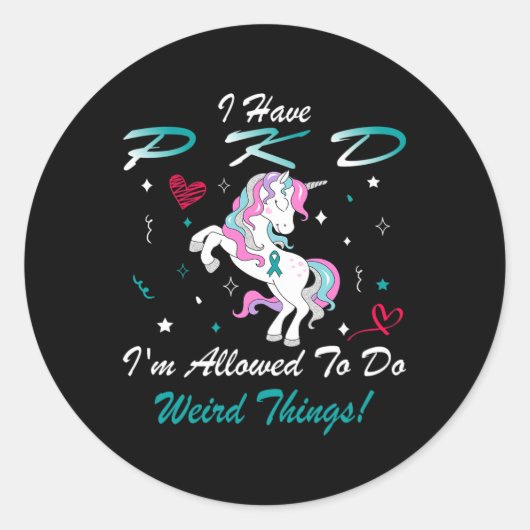Nierziekte PKD Awareness Unicorn Ondersteuning Ronde Sticker (Voorkant)