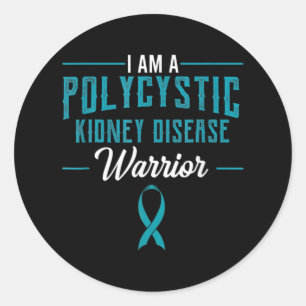 Nierziekte PKD Warrior PCKD Awareness Blauwgroen 2 Ronde Sticker