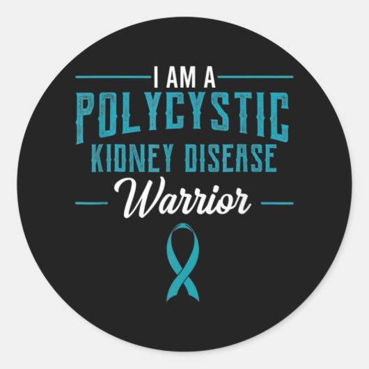 Nierziekte PKD Warrior PCKD Awareness Blauwgroen 2 Ronde Sticker (Voorkant)