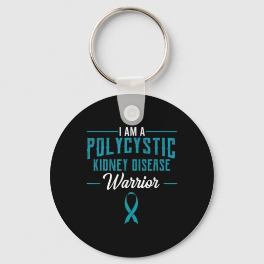 Nierziekte PKD Warrior PCKD Awareness Blauwgroen 2 Sleutelhanger (Voorkant)