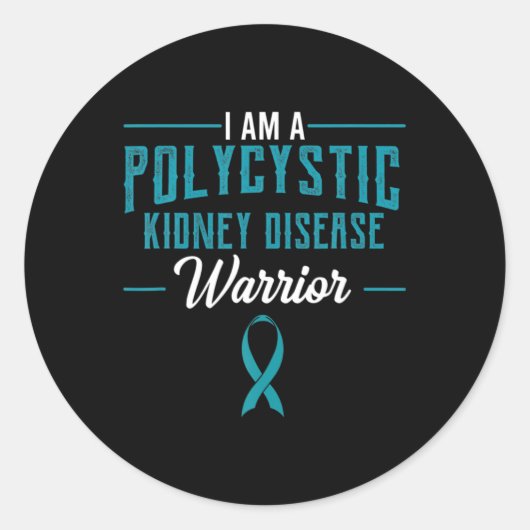 Nierziekte PKD Warrior PCKD Awareness Blauwgroen Ronde Sticker (Voorkant)