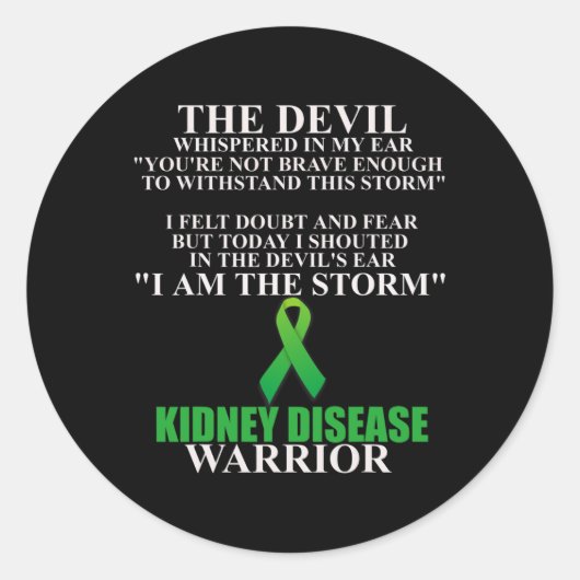 Nierziekte Ribbon Warrior Awareness Faith Ronde Sticker (Voorkant)