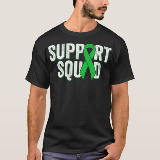 Nierziekte Support Squad Groene Bewustzijnsribbel T-shirt (Voorkant)