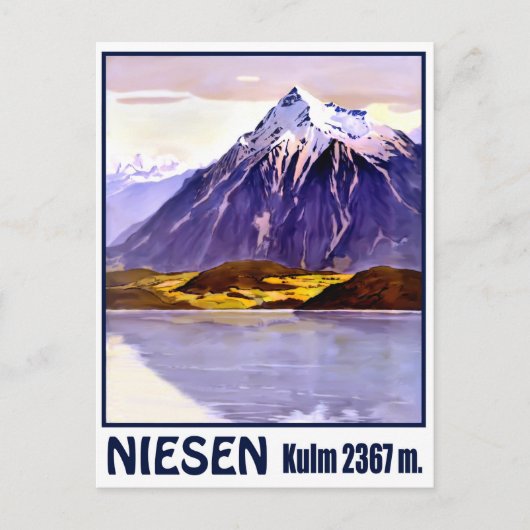 Niesen, bergpiek, Zwitserland, vintage-reis Briefkaart (Voorkant)
