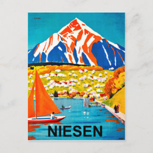 Niesen, bergtop boven het meer, Zwitserland Briefkaart