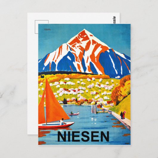 Niesen, bergtop over het meer, Zwitserland Briefkaart (Voorkant / Achterkant)
